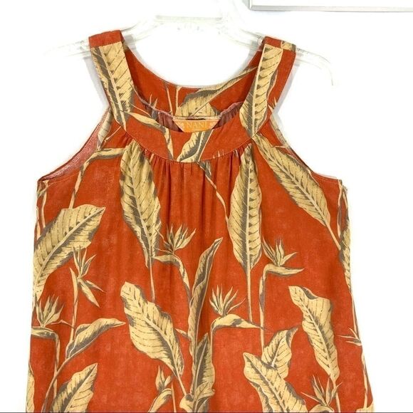 Nani Hawaii Tank Blouse Tropical Hawaiian Flowers Orange and Yellows Size S - Picture 3 of 5